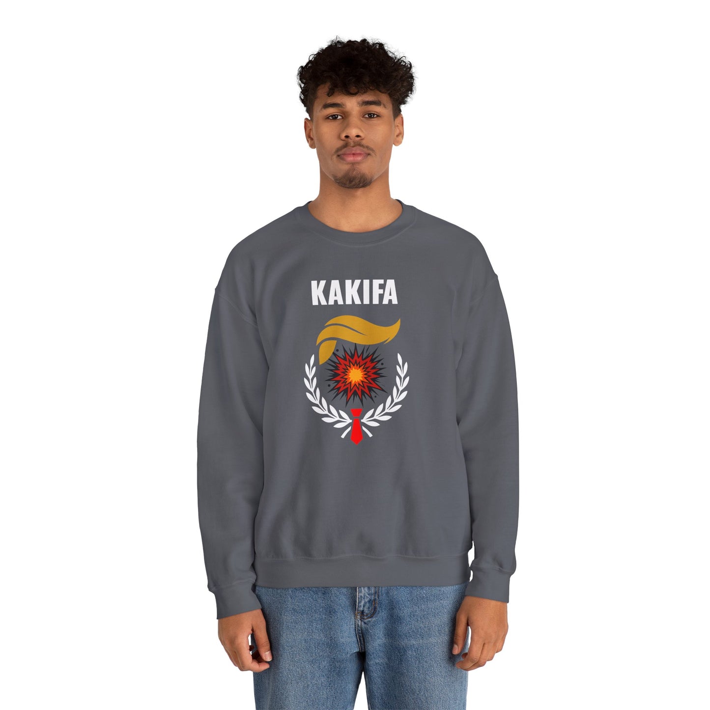 KAKIFA #1  — White Text — Unisex, Heavy Relaxed Fit Sweatshirt