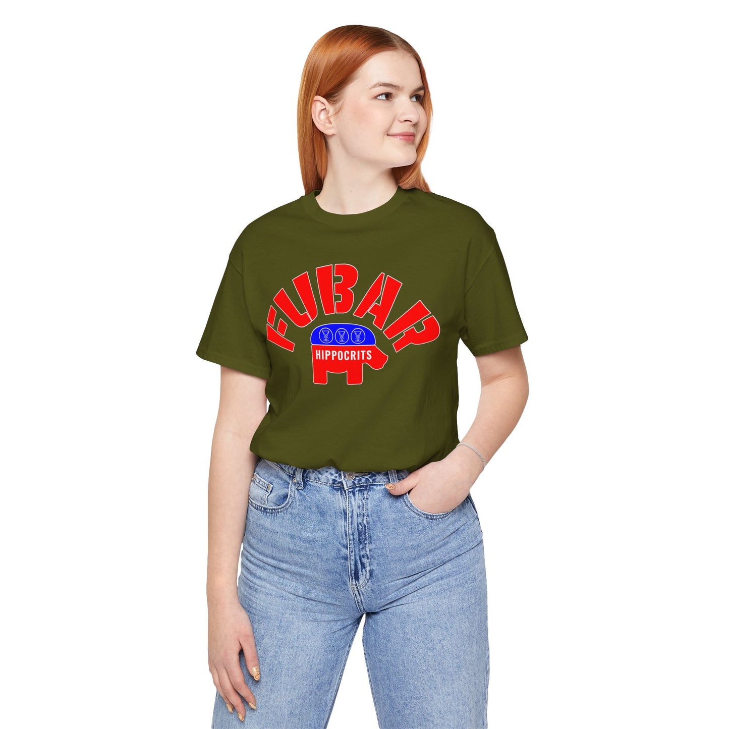 FUBAR - Hippo — T-Shirt —- Unisex Retail Fit — Red Text