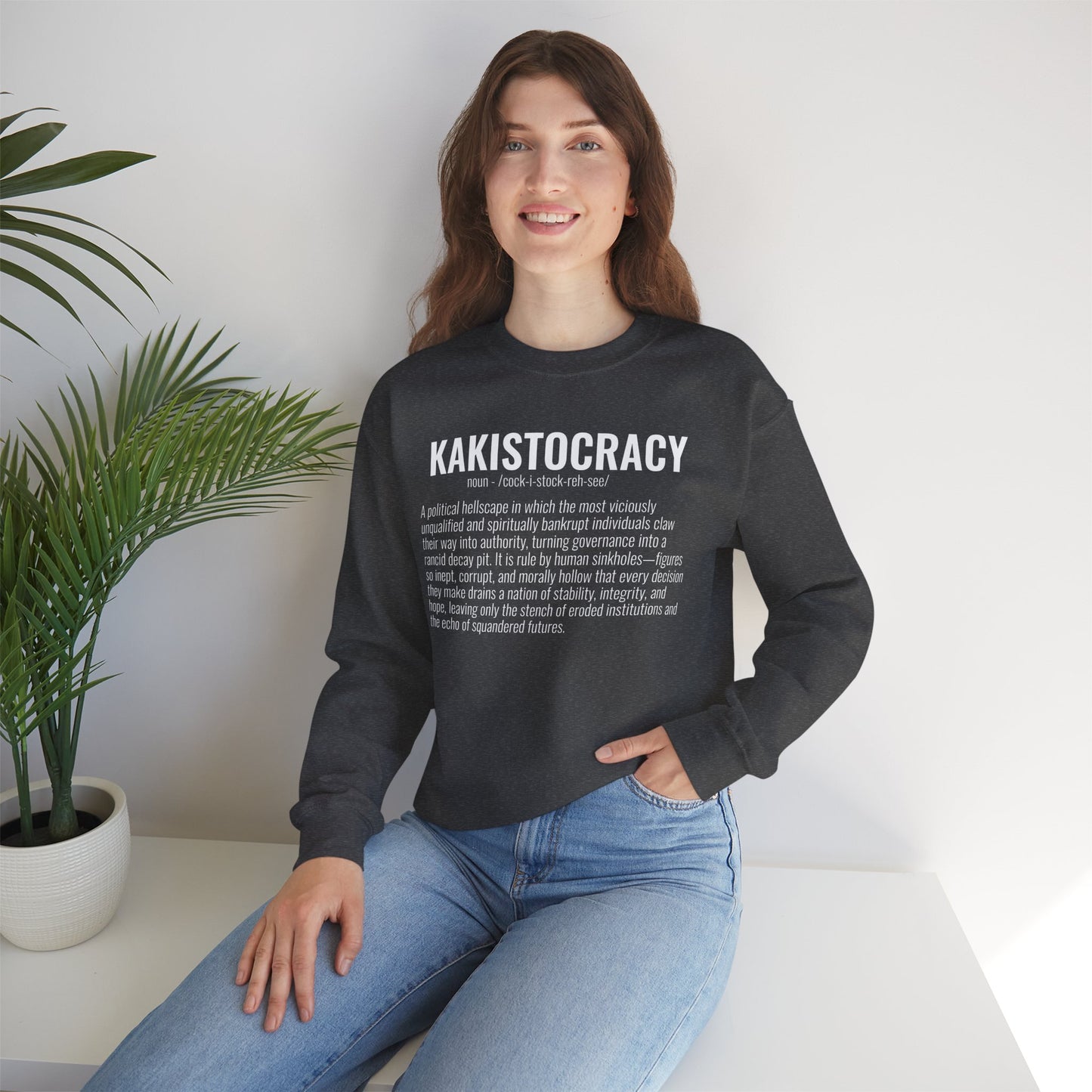 Kakistocracy #4  — White Text — Unisex, Heavy Relaxed Fit Sweatshirt