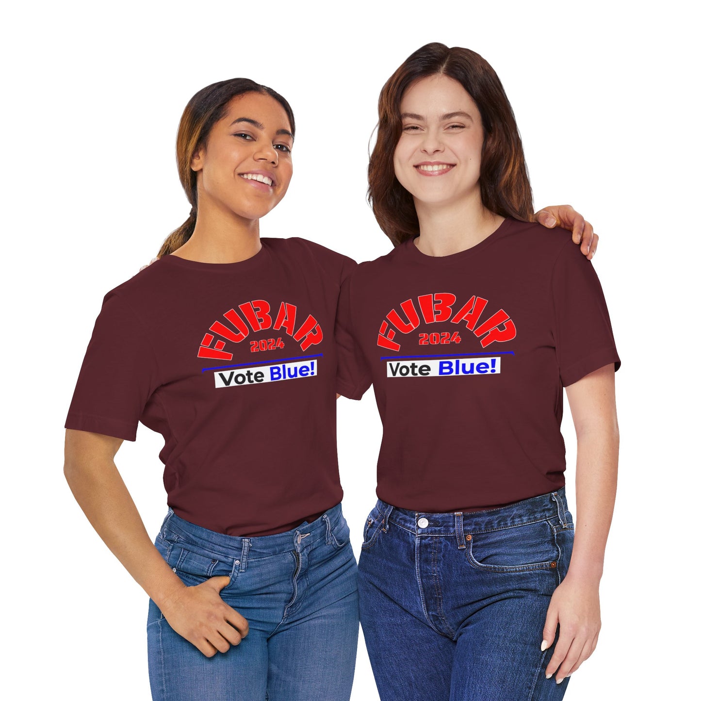 "Fubar 2024 - Vote Blue" - Unisex Retail Fit - Red Text on Dark Colors