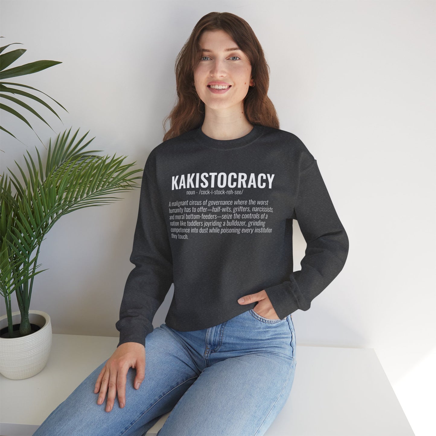 Kakistocracy #3  — White Text — Unisex, Heavy Relaxed Fit Sweatshirt