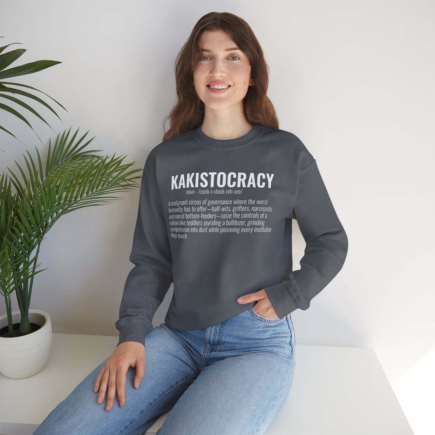 Kakistocracy #3  — White Text — Unisex, Heavy Relaxed Fit Sweatshirt