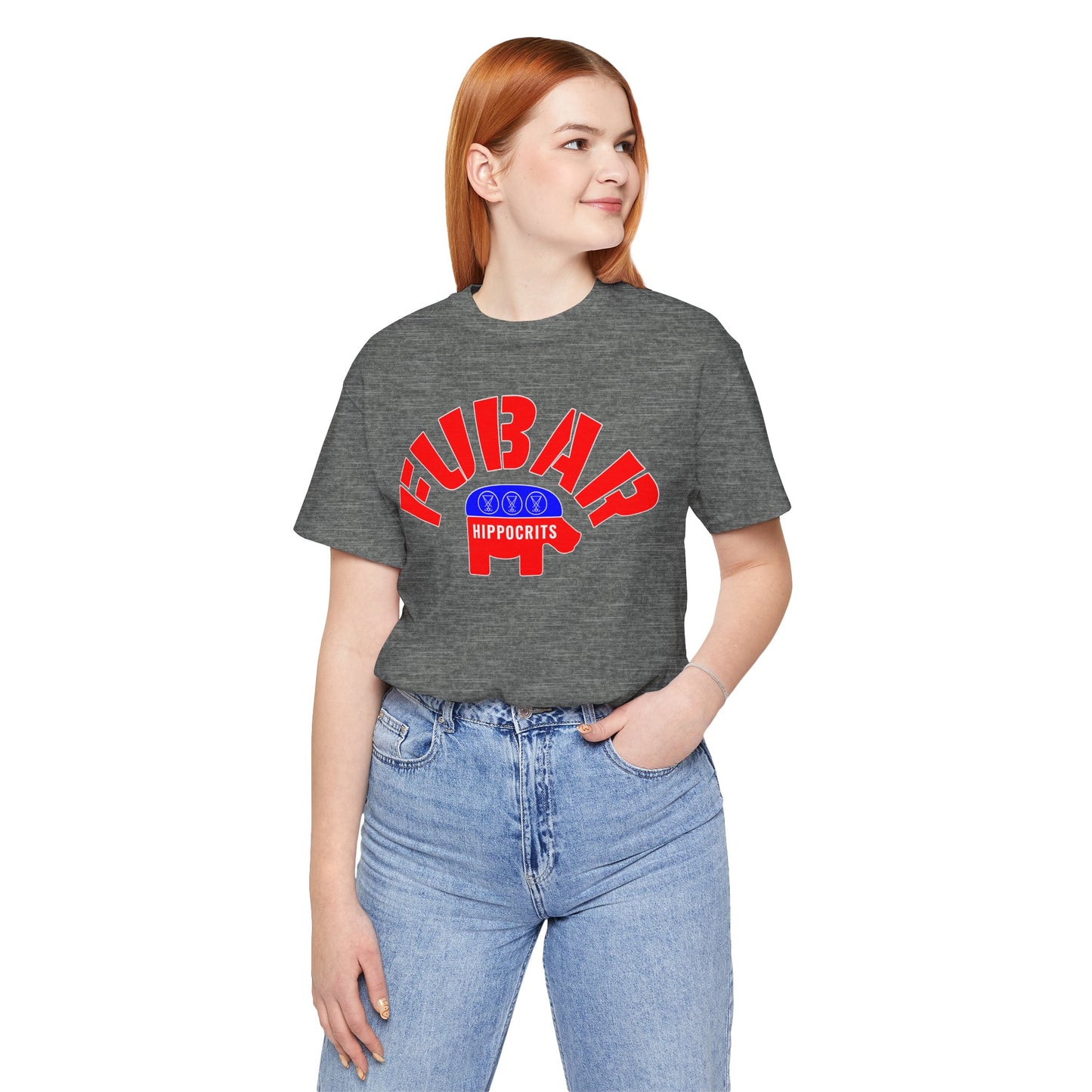 FUBAR - Hippo — T-Shirt —- Unisex Retail Fit — Red Text