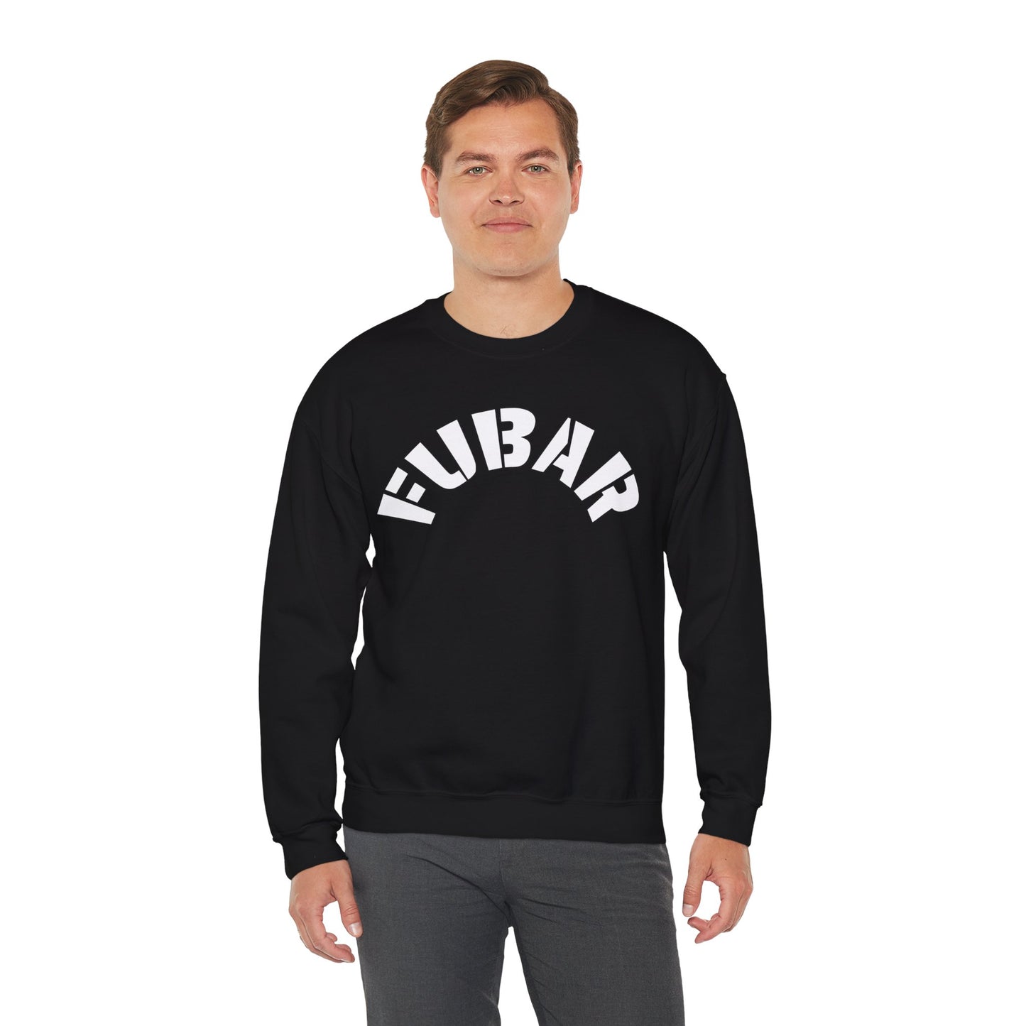 FUBAR  — White Text — Unisex, Heavy Relaxed Fit Sweatshirt