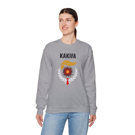 KAKIFA #3 — Black Text-White Wreath — Unisex, Heavy Relaxed Fit Sweatshirt
