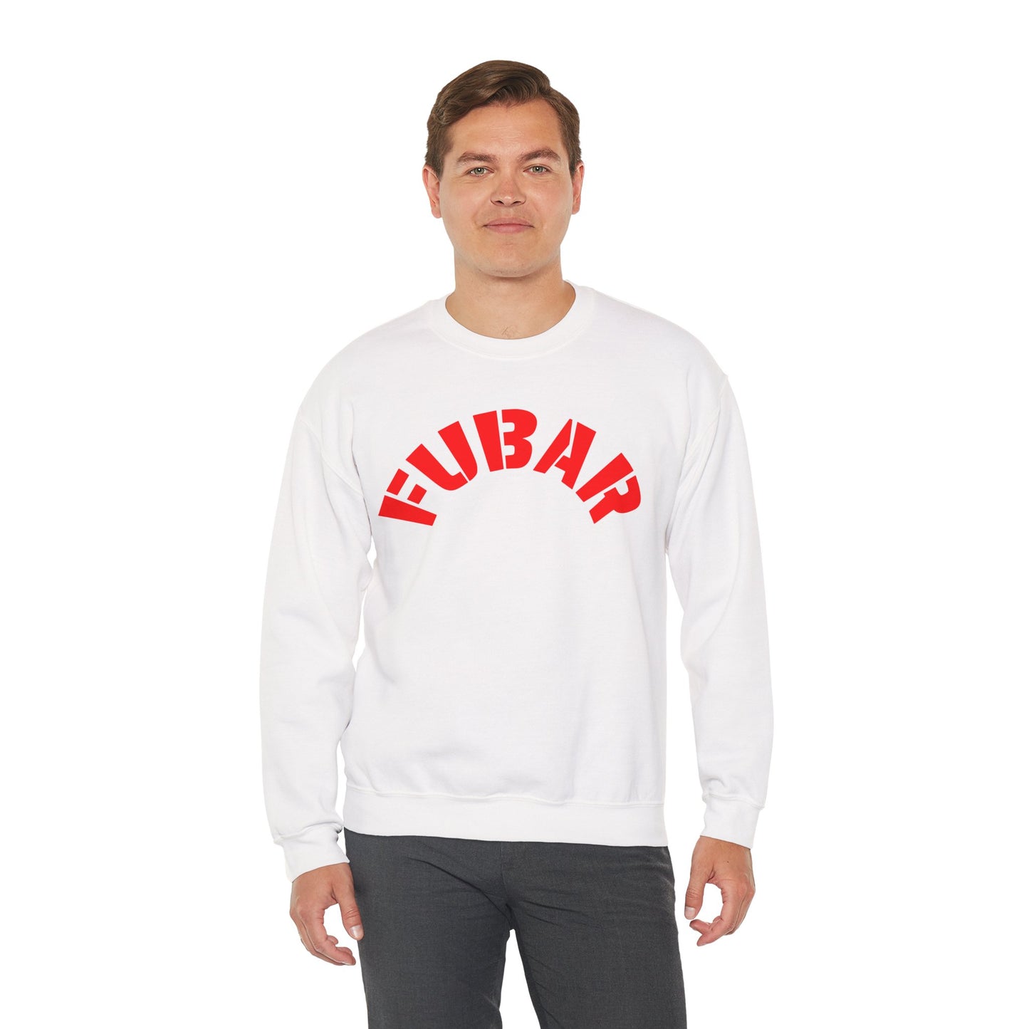 FUBAR  — Red Text — Unisex, Heavy Relaxed Fit Sweatshirt