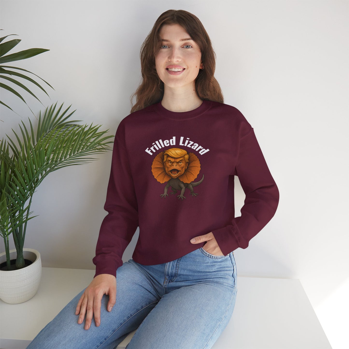 FRILLED LIZARD  — White Text — Unisex, Heavy Relaxed Fit Sweatshirt